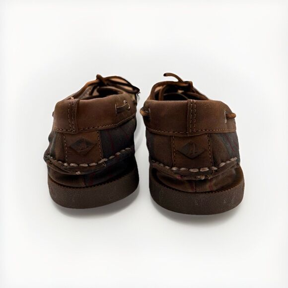 Sperry AO 2 Eye Oil Cloth Olive Plaid Mens 8.5 Boat Shoe Limited Pre-Owned main image 8